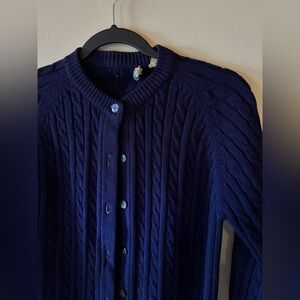 Women’s Vintage Northern Isles Blue Cable Knit Button Cardigan